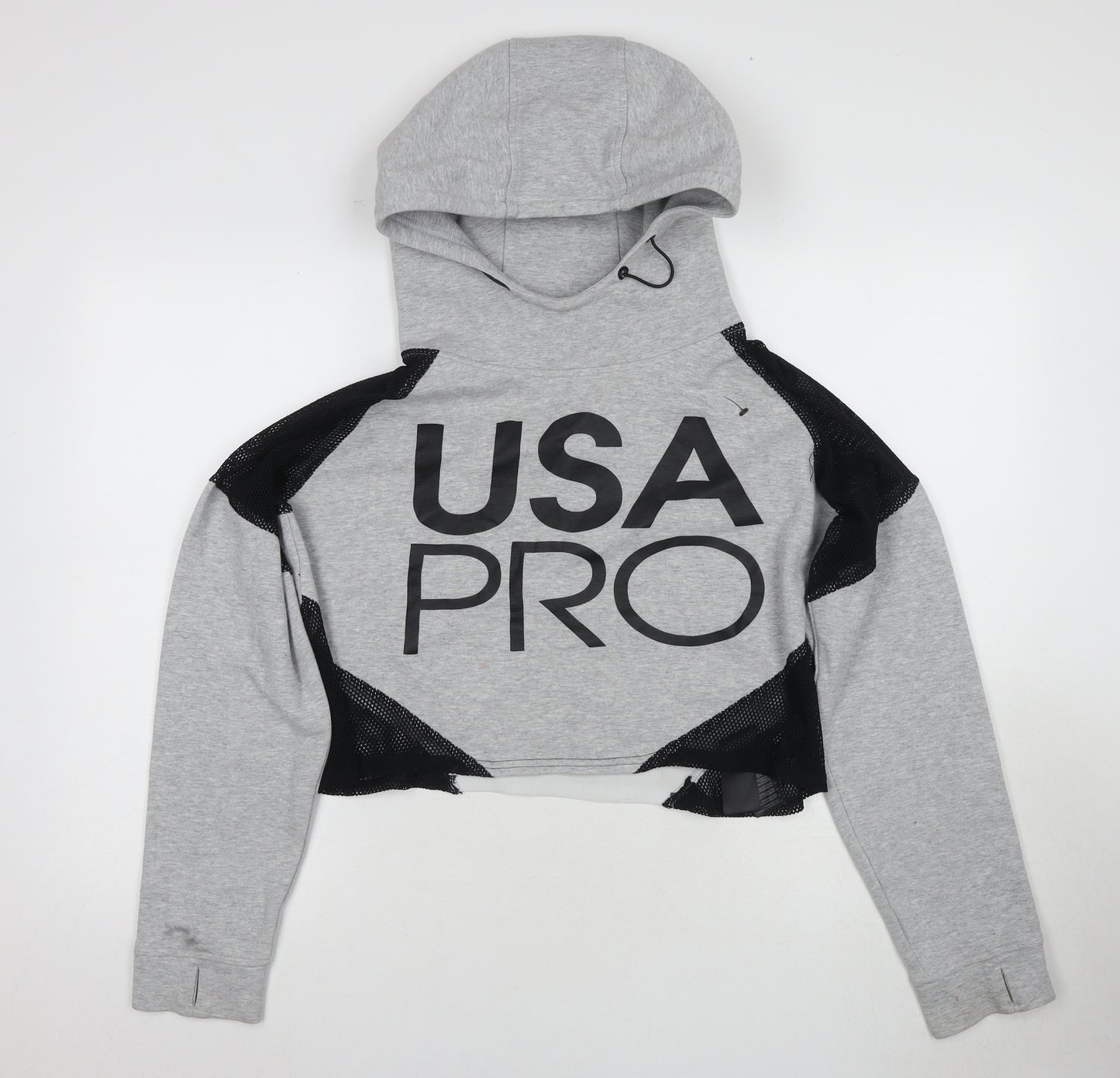 USA Pro Women's Grey Logo Hooded Activewear Hoodie