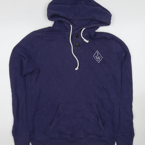 Jack Wills Men's Blue Henley Hoodie S Long Sleeve