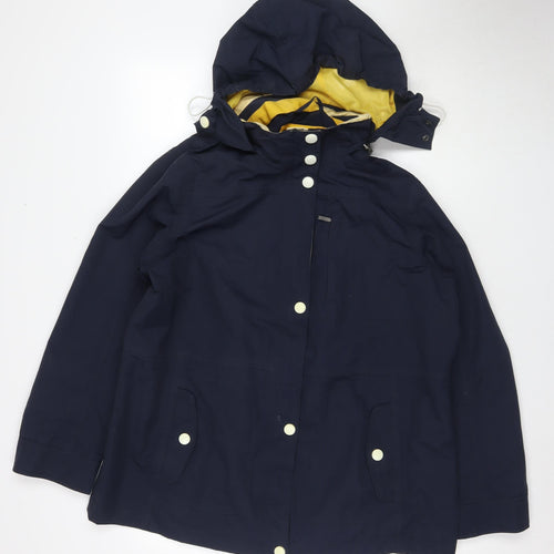 Maine New England Women's Blue Nylon Hooded Rain Coat Size 18
