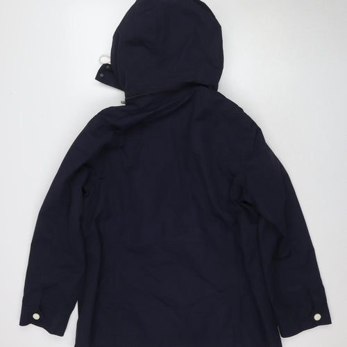 Maine New England Women's Blue Nylon Hooded Rain Coat Size 18