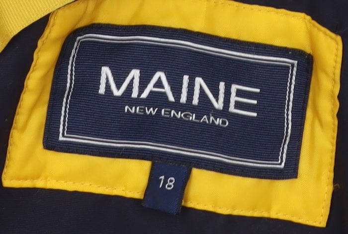 Maine New England Women's Blue Nylon Hooded Rain Coat Size 18