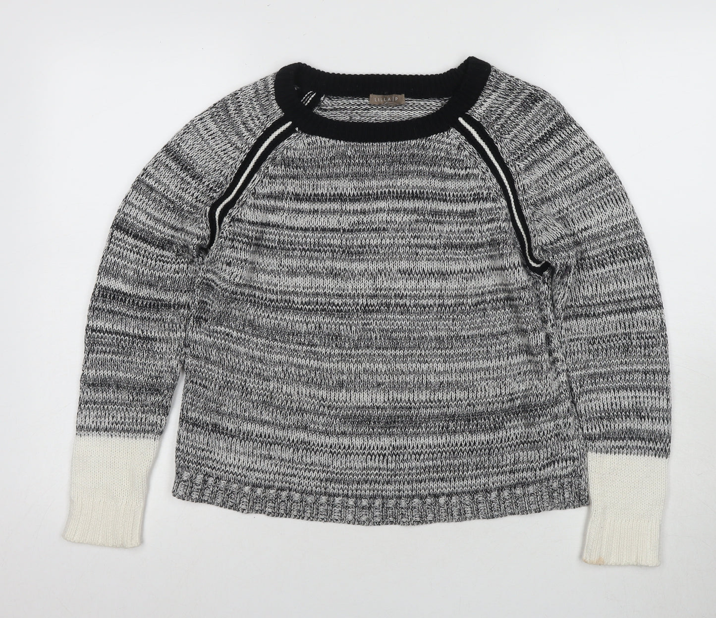 Lilla P Women's Grey Pullover Jumper, Size L, Raglan Sleeve