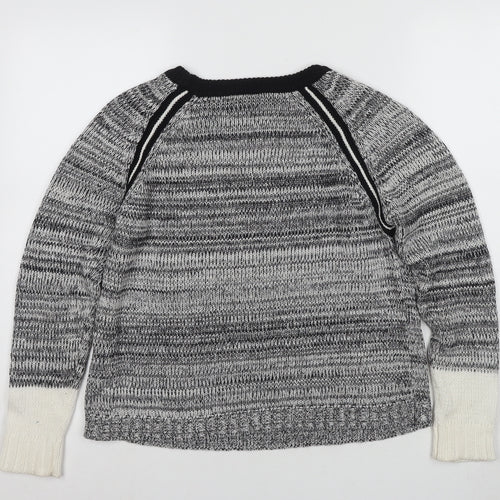 Lilla P Women's Grey Pullover Jumper, Size L, Raglan Sleeve