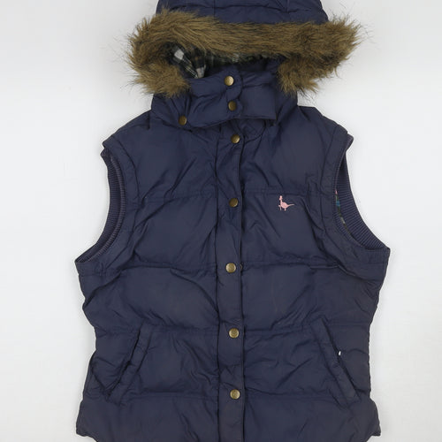 Jack Wills Women's Navy Hooded Gilet Size 12