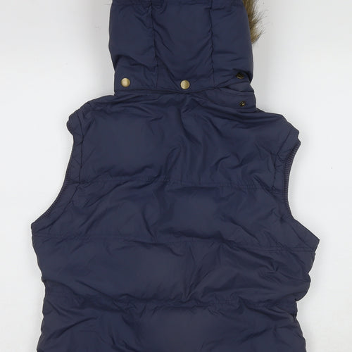 Jack Wills Women's Navy Hooded Gilet Size 12