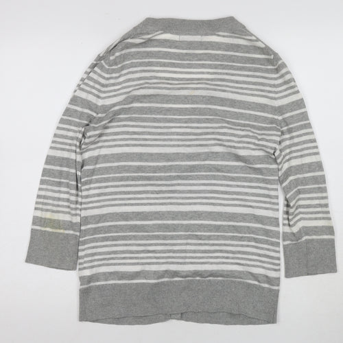 Gap Women's Grey Cardigan Size S V-Neck Striped Casual