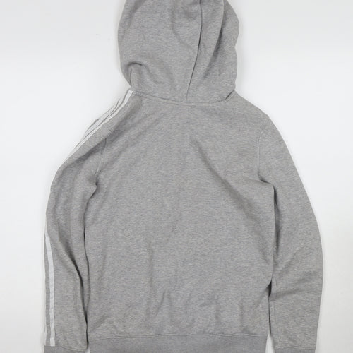 Adidas Women's Grey Full Zip Hoodie with Logo, Size 8