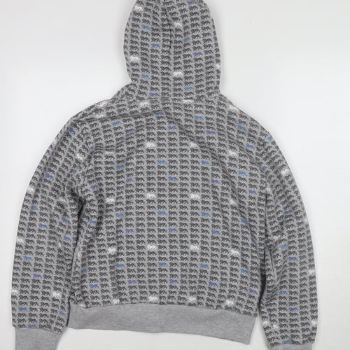 Lonsdale Unisex Grey Blue Full Zip Hoodie Size 12