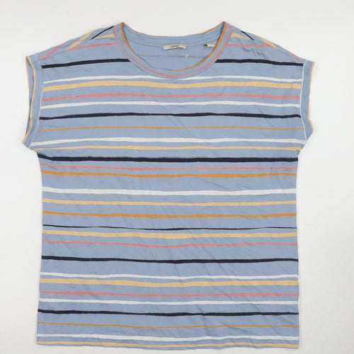 Esprit Women's Blue Striped T-Shirt M Cotton Casual