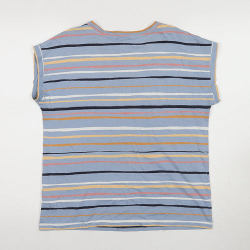 Esprit Women's Blue Striped T-Shirt M Cotton Casual