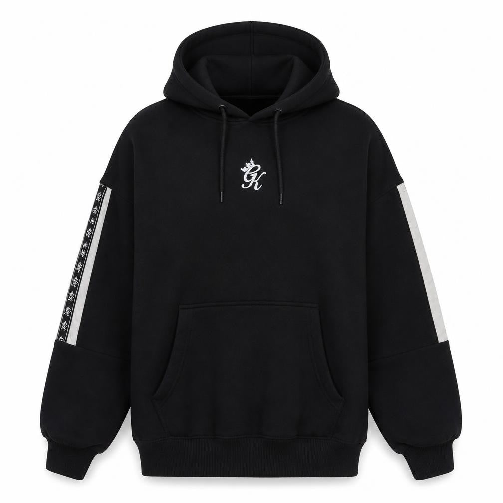 Front view of Gym King Black unisex hoodie, size 6, cotton-poly pullover