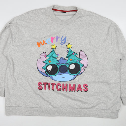 Disney Women's 2XL Grey Stitch Christmas Sweatshirt