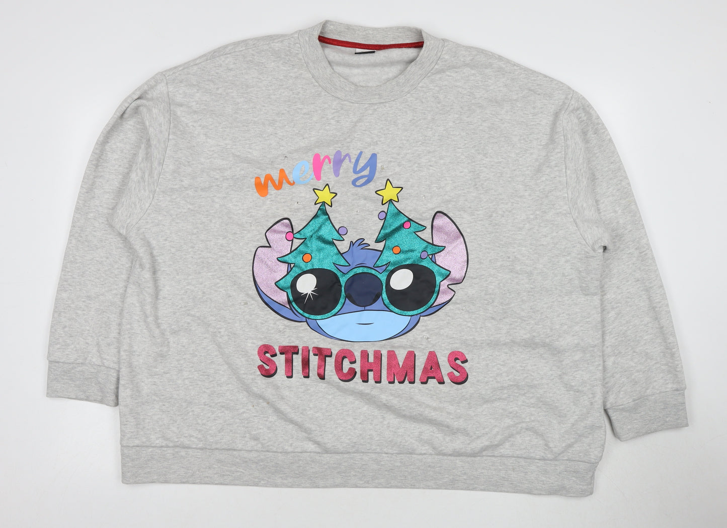 Disney Women's 2XL Grey Stitch Christmas Sweatshirt