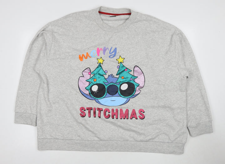 Disney Women's 2XL Grey Stitch Christmas Sweatshirt
