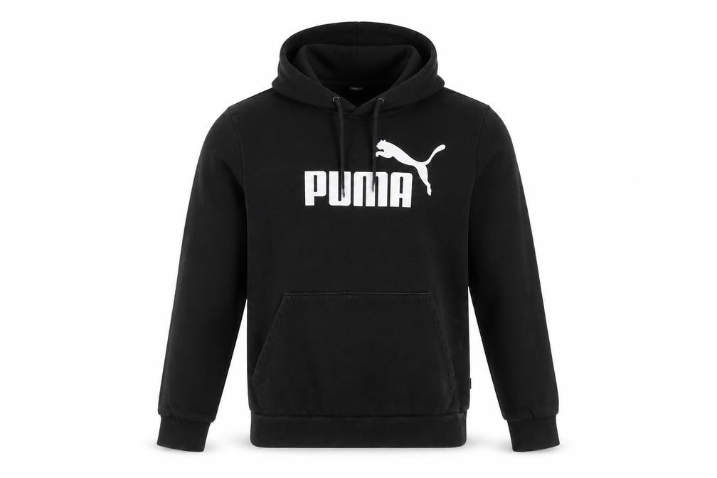 Front view of Puma boys’ black hoodie pullover m casual sportswear