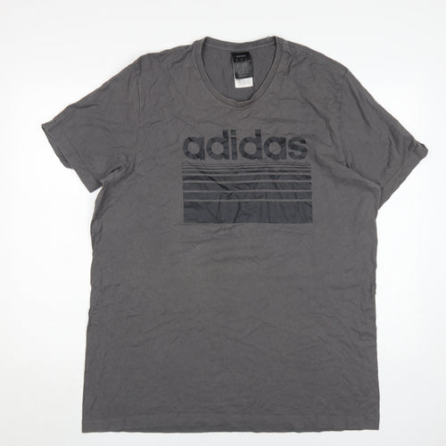Adidas Grey Men's XL Cotton Sports T-Shirt