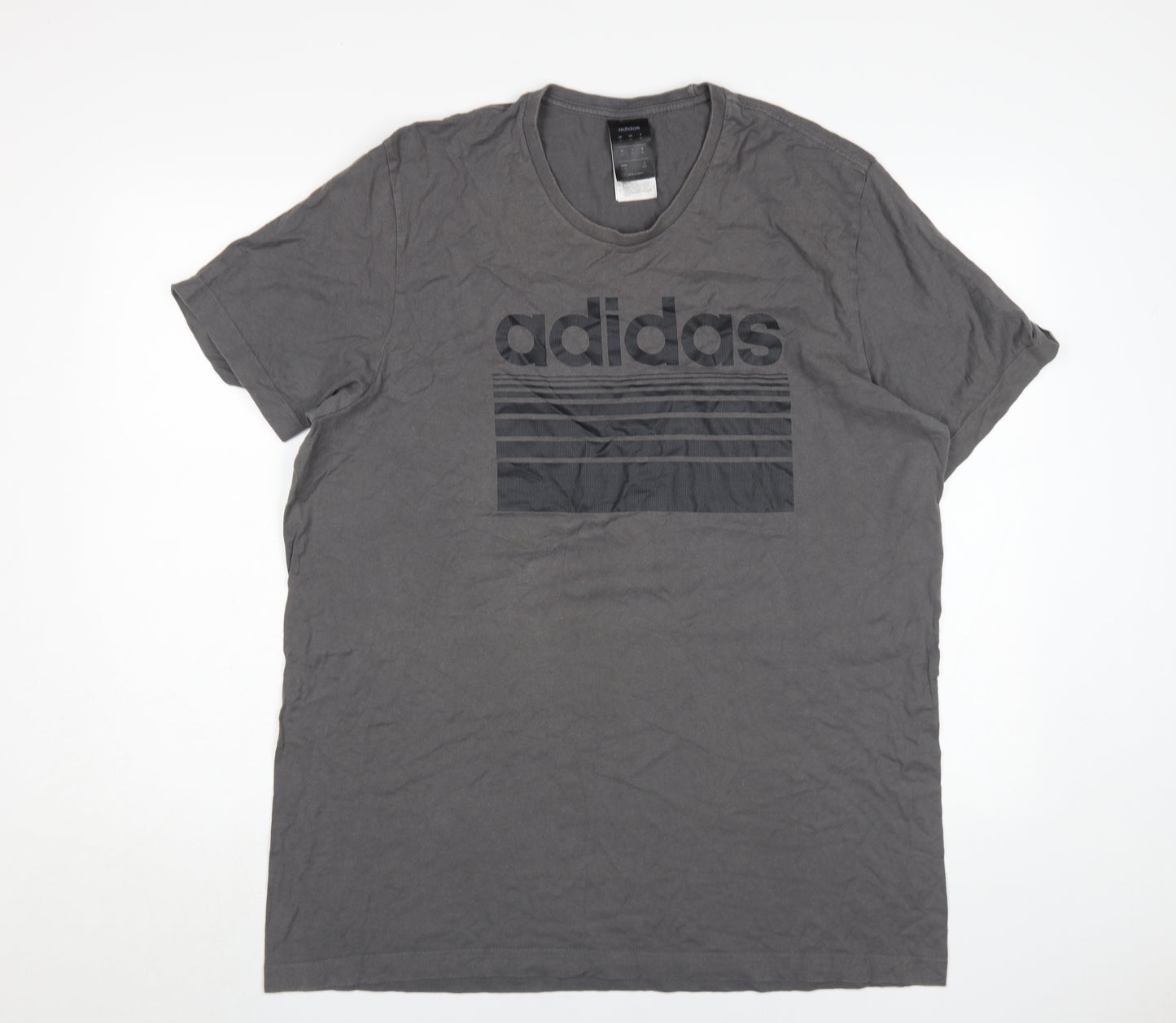 Adidas Grey Men's XL Cotton Sports T-Shirt