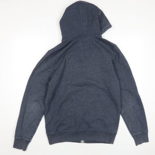 Jack Wills Men's Blue Full Zip Hoodie, Small, Logo Accent