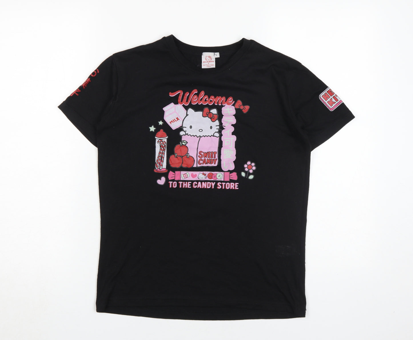 Hello Kitty x Skinnydip Black Women's T-Shirt, S, Cute Candy Design
