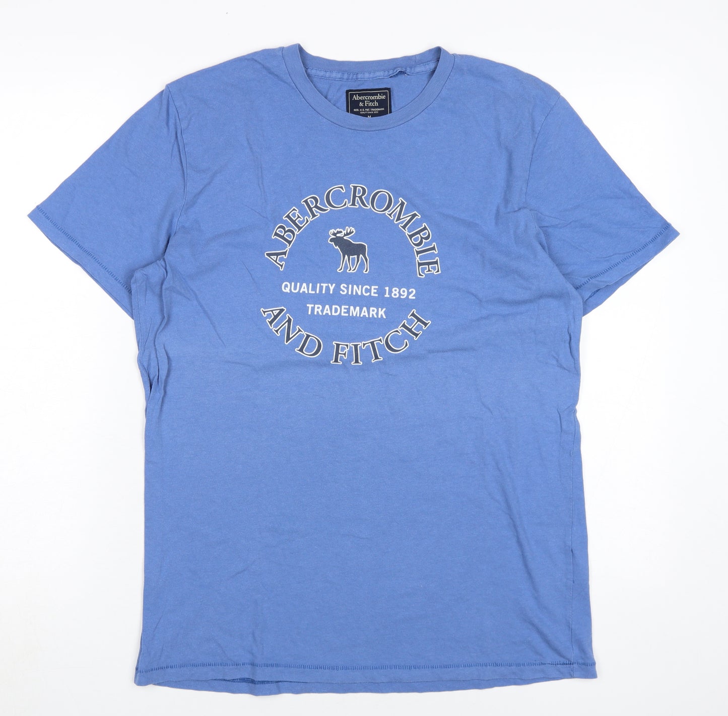 Abercrombie & Fitch Men's Blue Cotton Logo T-Shirt M