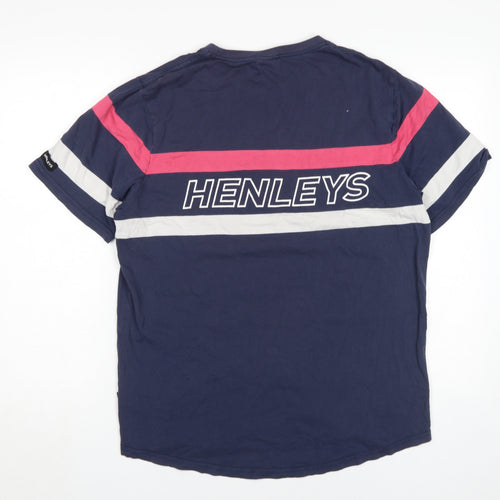 Henleys Men's Blue Colourblock T-Shirt L