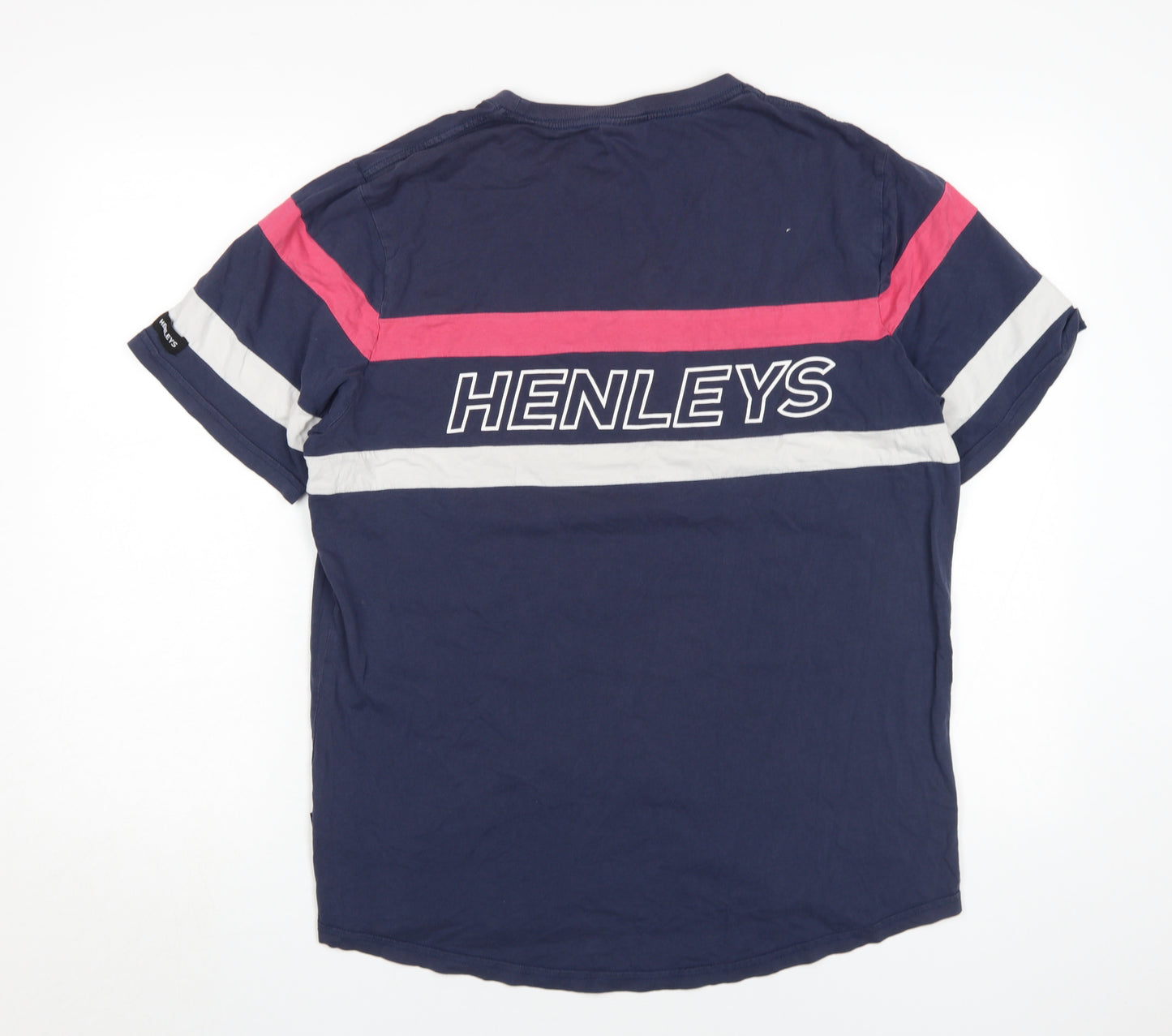 Henleys Men's Blue Colourblock T-Shirt L
