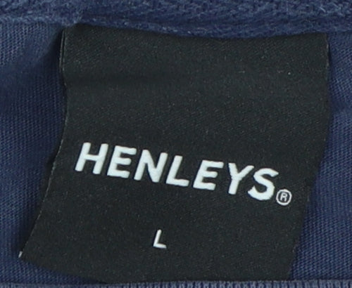 Henleys Men's Blue Colourblock T-Shirt L