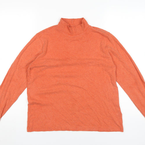 Lands' End Orange Mock Neck T-Shirt, Size L, Women