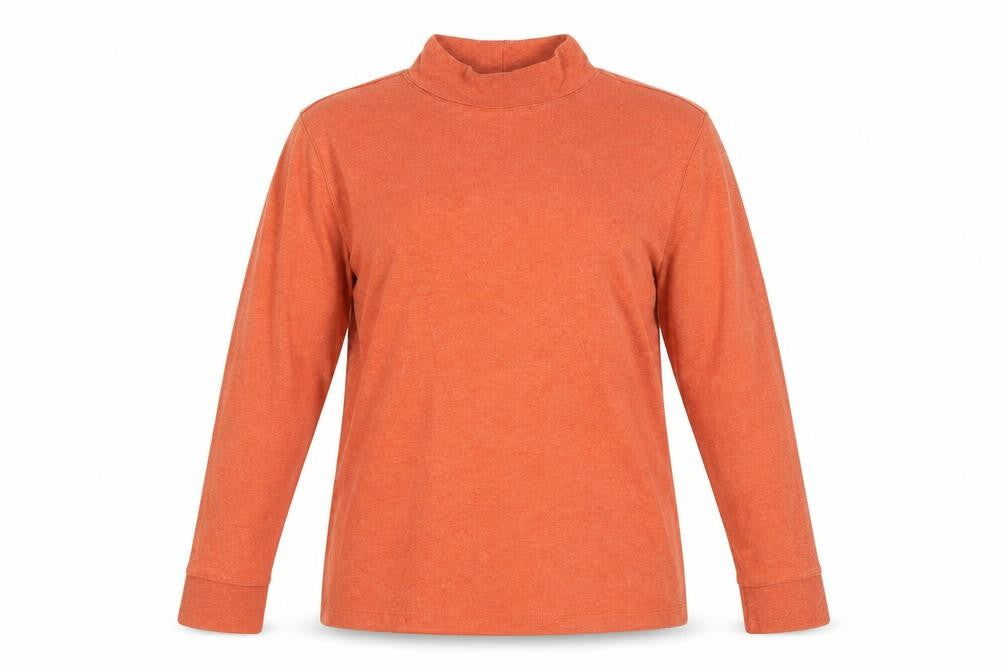 Lands' End Orange Mock Neck T-Shirt, Size L, Women