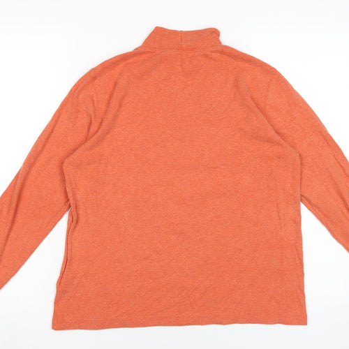 Lands' End Orange Mock Neck T-Shirt, Size L, Women