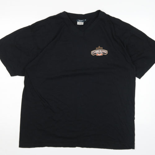 Hanes Men's Black V-Neck Beer Logo T-Shirt XL