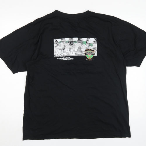 Hanes Men's Black V-Neck Beer Logo T-Shirt XL