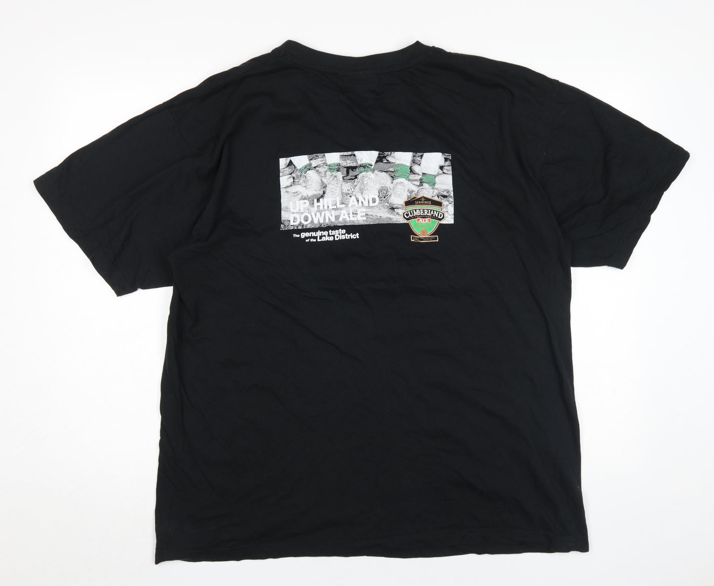 Hanes Men's Black V-Neck Beer Logo T-Shirt XL