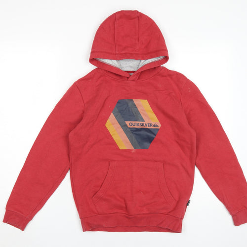 Quiksilver Boys Red Pullover Hoodie, Graphic Print, Size 12
