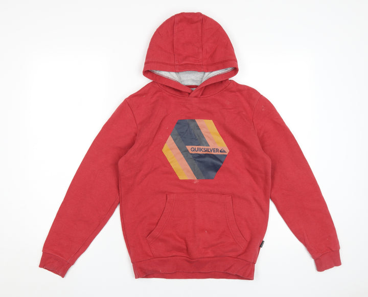 Quiksilver Boys Red Pullover Hoodie, Graphic Print, Size 12