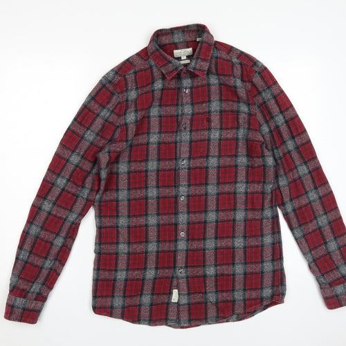 Jack Wills Men's Red Plaid Classic Fit Flannel Shirt