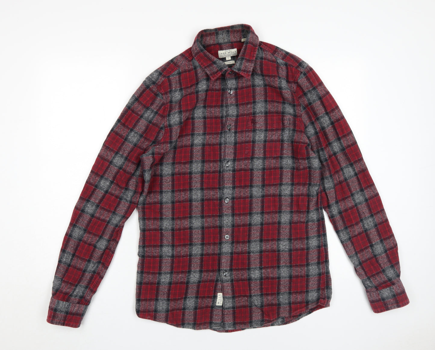 Jack Wills Men's Red Plaid Classic Fit Flannel Shirt