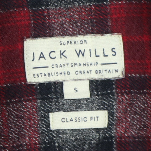 Jack Wills Men's Red Plaid Classic Fit Flannel Shirt