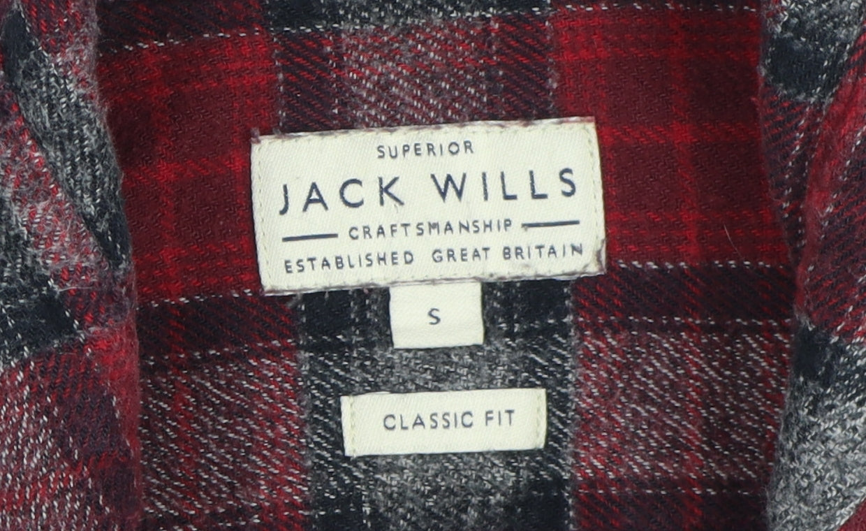 Jack Wills Men's Red Plaid Classic Fit Flannel Shirt