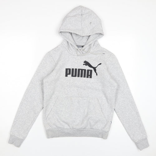PUMA Grey Unisex Adults Pullover Hoodie Size 8