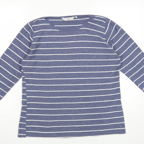 Isle Women's Blue Striped 3/4 Sleeve T-Shirt M