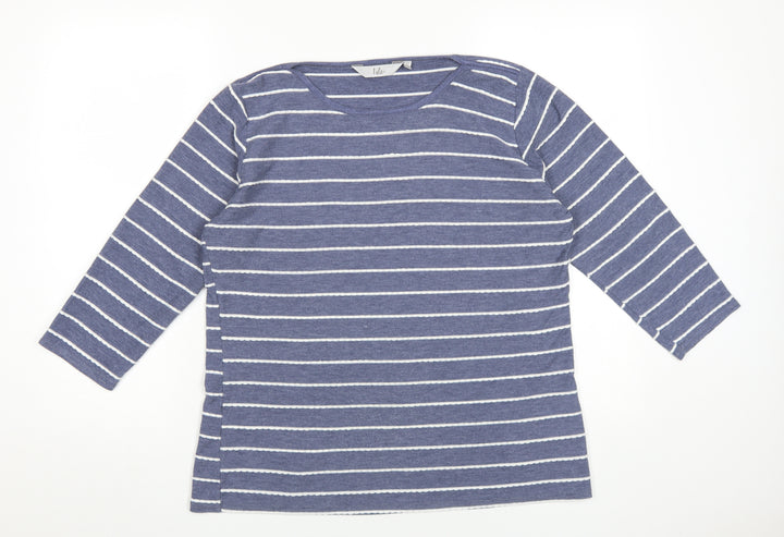 Isle Women's Blue Striped 3/4 Sleeve T-Shirt M