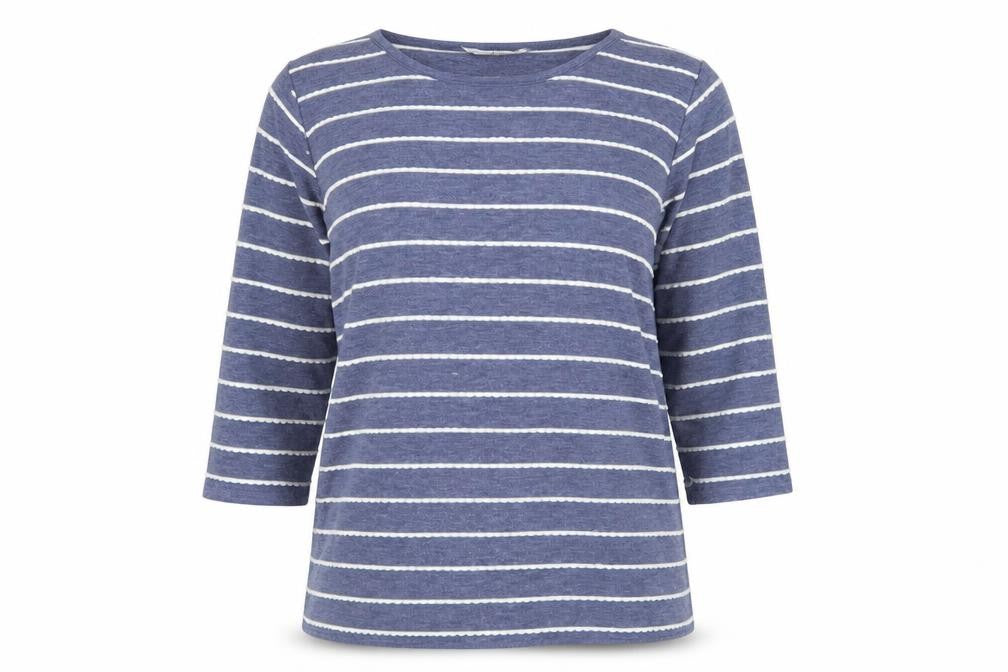 Isle Women's Blue Striped 3/4 Sleeve T-Shirt M