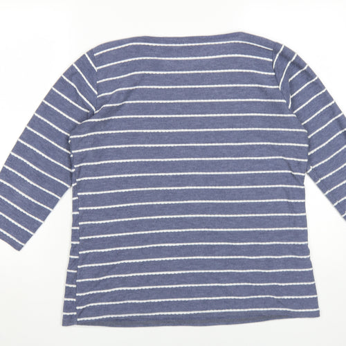 Isle Women's Blue Striped 3/4 Sleeve T-Shirt M