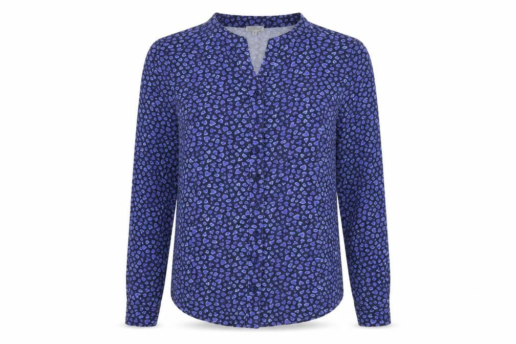 Front view of Kettlewell Women's Blue M Animal Print Blouse