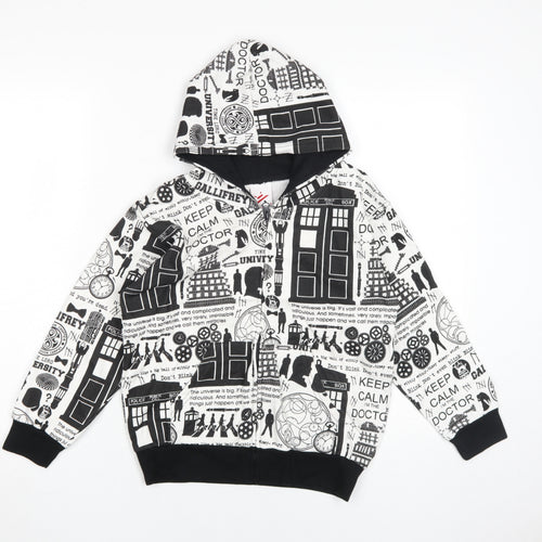 Stars & Stripes Boys Black White Doctor Who Graphic Hoodie 7-8 Years