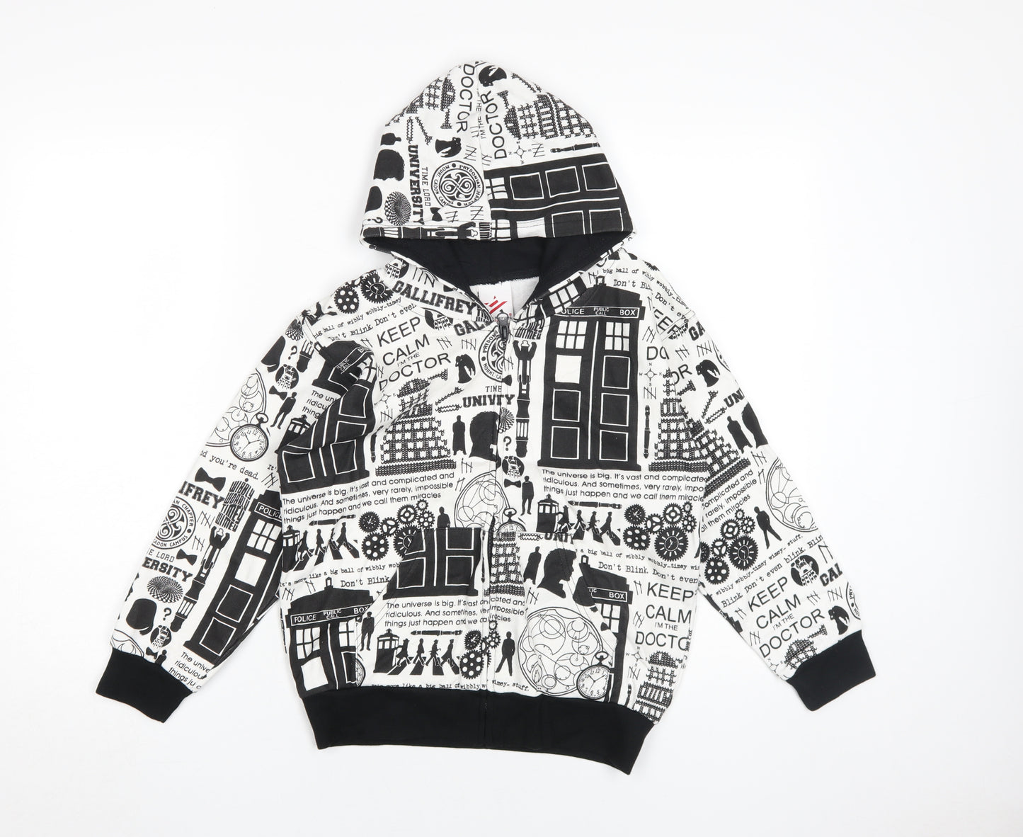 Stars & Stripes Boys Black White Doctor Who Graphic Hoodie 7-8 Years