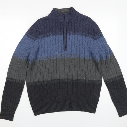 IZOD Men's Multicoloured Striped Cotton Pullover M