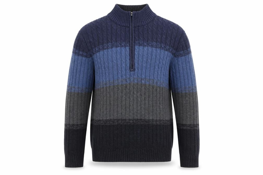 Front view of IZOD Men's Multicoloured Striped Cotton Pullover M