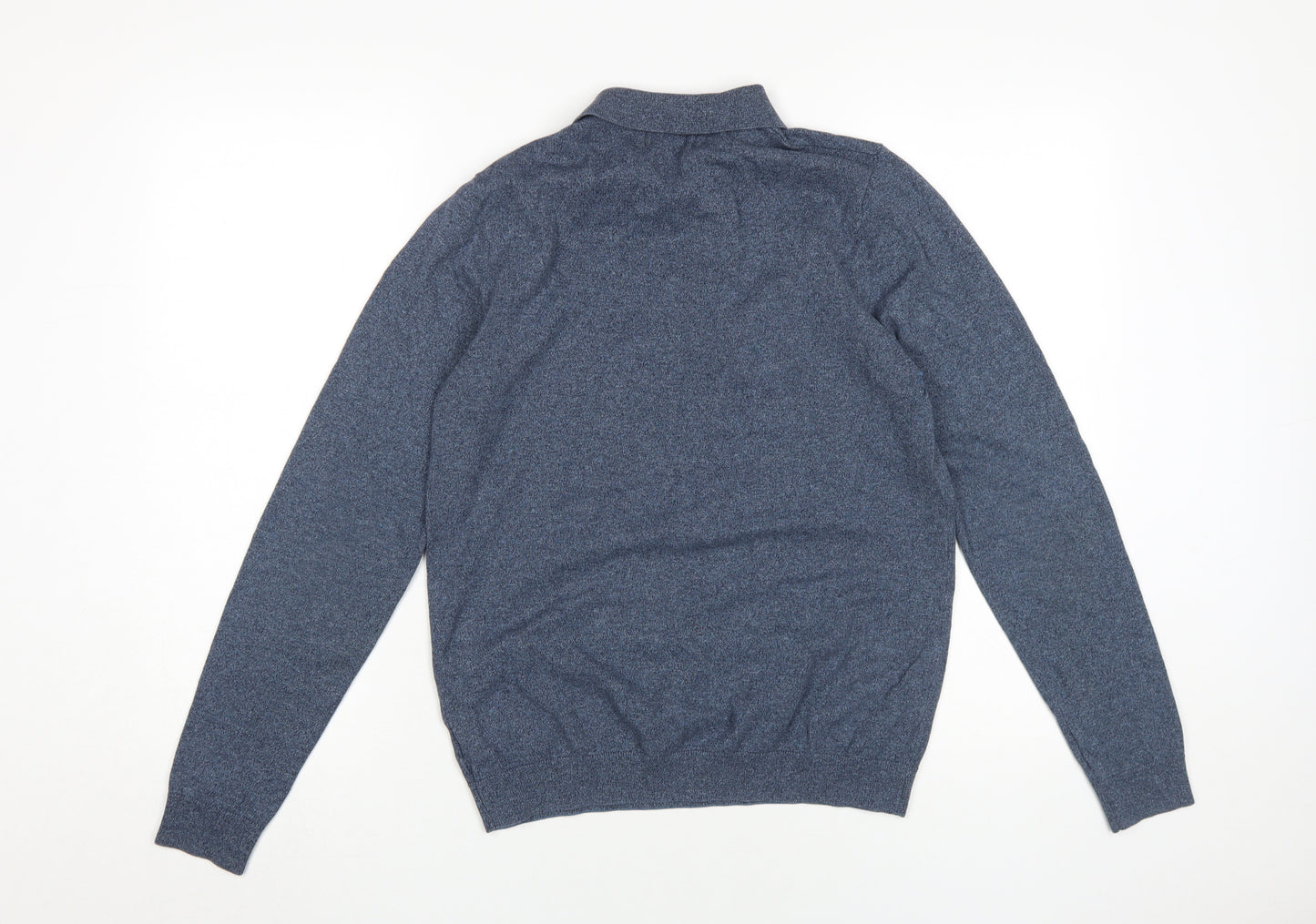Next Men's Blue Long Sleeve Polo, Size L, Cotton Blend